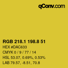 カラーコード: RGB 218.1 198.8 51 | qconv.com