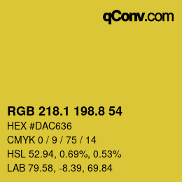 カラーコード: RGB 218.1 198.8 54 | qconv.com
