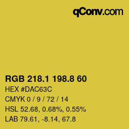 カラーコード: RGB 218.1 198.8 60 | qconv.com