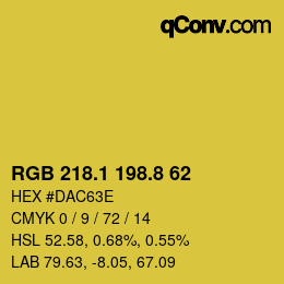 カラーコード: RGB 218.1 198.8 62 | qconv.com