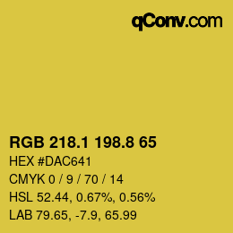 カラーコード: RGB 218.1 198.8 65 | qconv.com