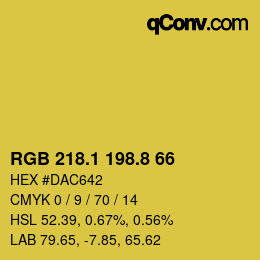 カラーコード: RGB 218.1 198.8 66 | qconv.com