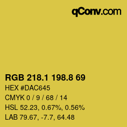 カラーコード: RGB 218.1 198.8 69 | qconv.com