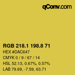 カラーコード: RGB 218.1 198.8 71 | qconv.com