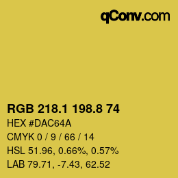 カラーコード: RGB 218.1 198.8 74 | qconv.com