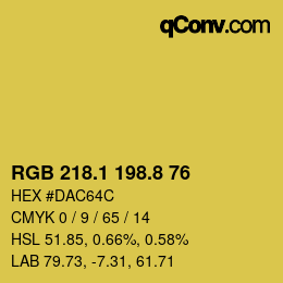カラーコード: RGB 218.1 198.8 76 | qconv.com