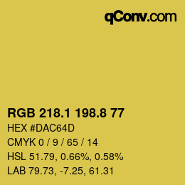 カラーコード: RGB 218.1 198.8 77 | qconv.com