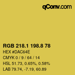 カラーコード: RGB 218.1 198.8 78 | qconv.com
