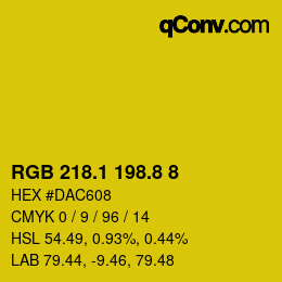 カラーコード: RGB 218.1 198.8 8 | qconv.com