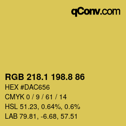 カラーコード: RGB 218.1 198.8 86 | qconv.com