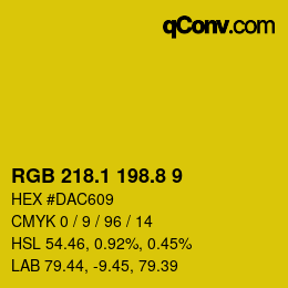 カラーコード: RGB 218.1 198.8 9 | qconv.com