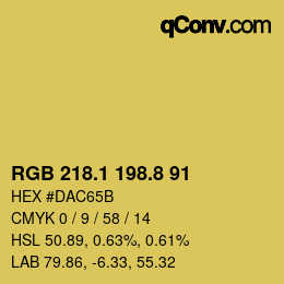 カラーコード: RGB 218.1 198.8 91 | qconv.com