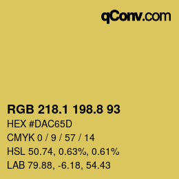カラーコード: RGB 218.1 198.8 93 | qconv.com