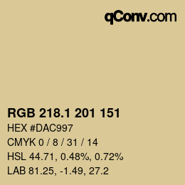 カラーコード: RGB 218.1 201 151 | qconv.com