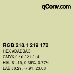 カラーコード: RGB 218.1 219 172 | qconv.com