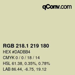 カラーコード: RGB 218.1 219 180 | qconv.com