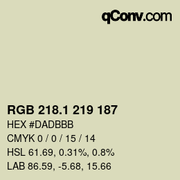 Color code: RGB 218.1 219 187 | qconv.com