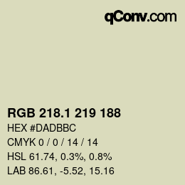 カラーコード: RGB 218.1 219 188 | qconv.com
