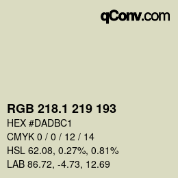 カラーコード: RGB 218.1 219 193 | qconv.com