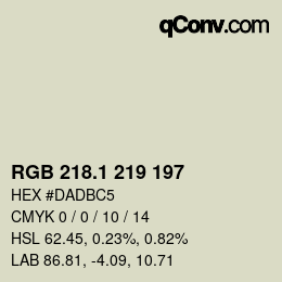 カラーコード: RGB 218.1 219 197 | qconv.com
