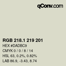 Color code: RGB 218.1 219 201 | qconv.com