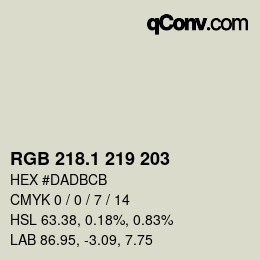 カラーコード: RGB 218.1 219 203 | qconv.com