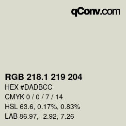 カラーコード: RGB 218.1 219 204 | qconv.com