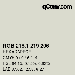Color code: RGB 218.1 219 206 | qconv.com
