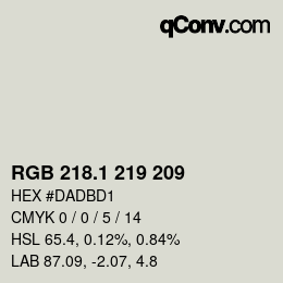 カラーコード: RGB 218.1 219 209 | qconv.com