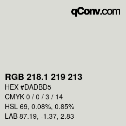 カラーコード: RGB 218.1 219 213 | qconv.com