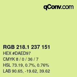 カラーコード: RGB 218.1 237 151 | qconv.com