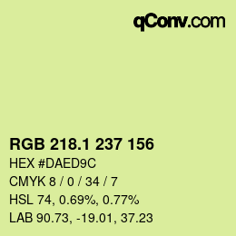 カラーコード: RGB 218.1 237 156 | qconv.com