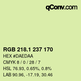 カラーコード: RGB 218.1 237 170 | qconv.com
