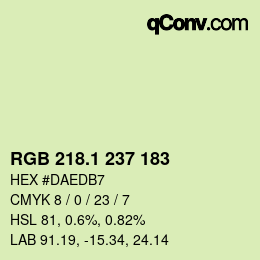 カラーコード: RGB 218.1 237 183 | qconv.com