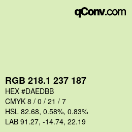 カラーコード: RGB 218.1 237 187 | qconv.com