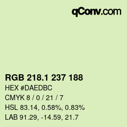 カラーコード: RGB 218.1 237 188 | qconv.com