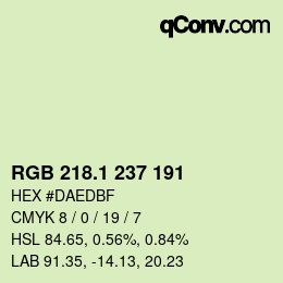 Color code: RGB 218.1 237 191 | qconv.com