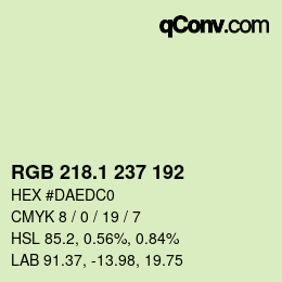 カラーコード: RGB 218.1 237 192 | qconv.com