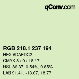カラーコード: RGB 218.1 237 194 | qconv.com