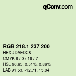 カラーコード: RGB 218.1 237 200 | qconv.com