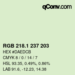 カラーコード: RGB 218.1 237 203 | qconv.com