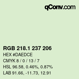 Color code: RGB 218.1 237 206 | qconv.com