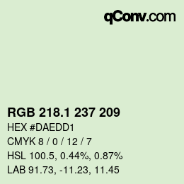 カラーコード: RGB 218.1 237 209 | qconv.com
