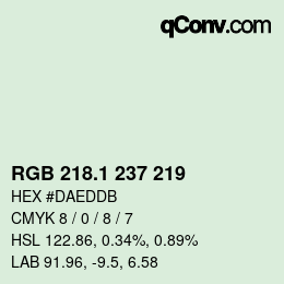 カラーコード: RGB 218.1 237 219 | qconv.com