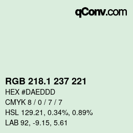 カラーコード: RGB 218.1 237 221 | qconv.com