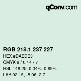カラーコード: RGB 218.1 237 227 | qconv.com