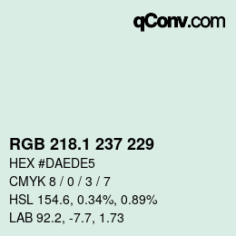 カラーコード: RGB 218.1 237 229 | qconv.com