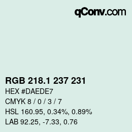 カラーコード: RGB 218.1 237 231 | qconv.com