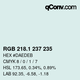 カラーコード: RGB 218.1 237 235 | qconv.com