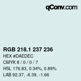 カラーコード: RGB 218.1 237 236 | qconv.com